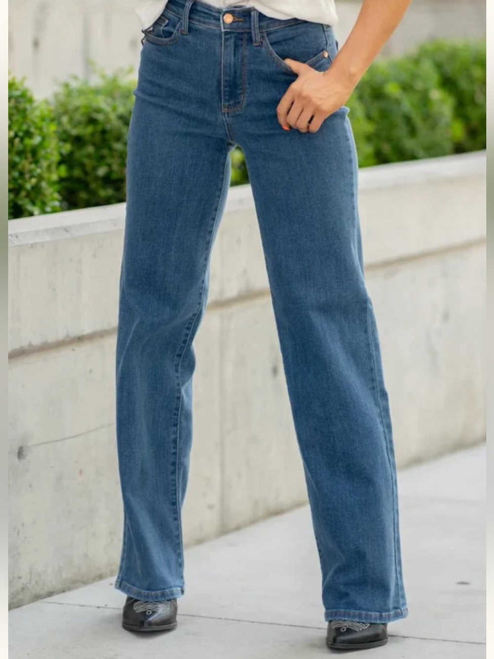 Judy Blue Wide Leg Jeans Size 7/28 High Rise Stretch Denim